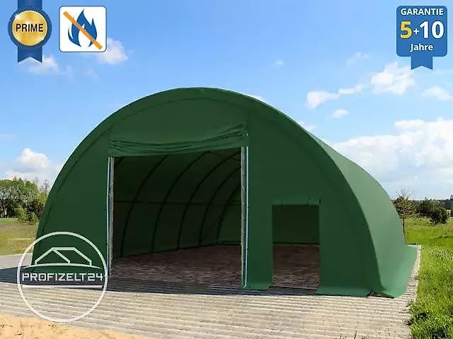 Toolport GmbH Rundbogenhalle 9,15x10m Lagerzelt Zelthalle Lager Zelt grün