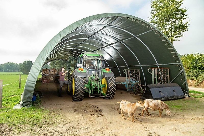 Toolport GmbH Rundbogenhalle 9,15x10m Lagerzelt Zelthalle Lager Zelt grün