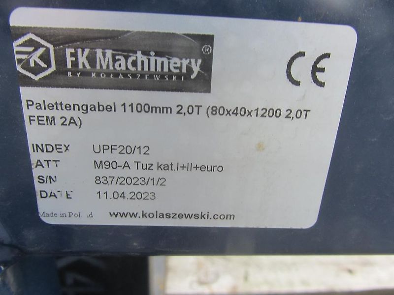 FK Machinery UPF20/12 Palettengabel Kombi, Euro, 3-Punkt