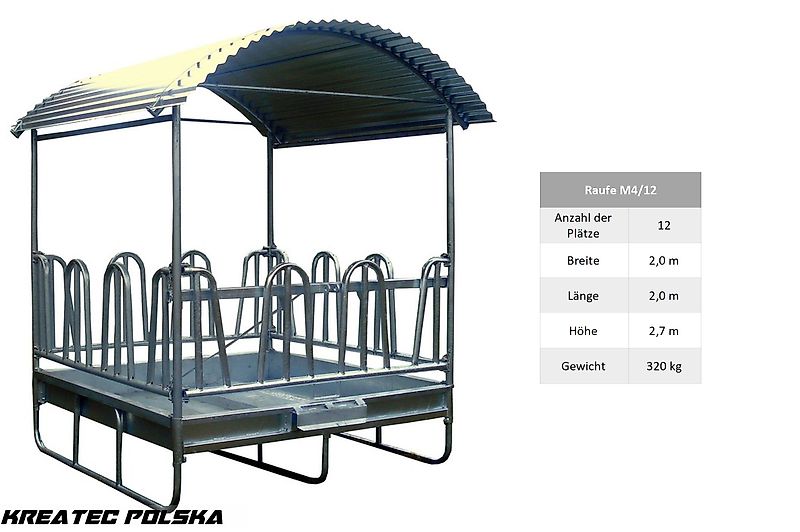 KMZ Heuraufe M4/12, Raufe für Vieh und Pferde 12 -Stellen, verzinkt